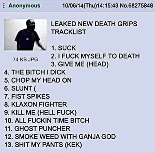 VoidDweller : New Leaked Death Grips Tracklist 2014 VoidDweller : New Leaked Death Grips Tracklist 2014